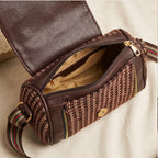 Women's Brown Textured Crossbody Sling Bag with Tassel Detail-3