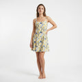 Women's Sunny Yellow Floral Fit And Flare Mini Dress-1