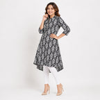 Women's Black Printed Kurta Pant Set-2