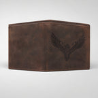 Men's Luxury Distressed Dark Brown Leather Bifold Wallet with Embossed Eagle Accent-2