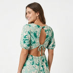 Women's Mint Floral Cut-Out Maxi Dress-2