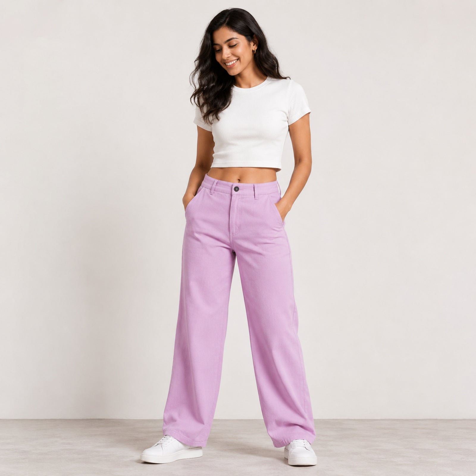 Women's Blush Elegance Straight Fit Trousers-3