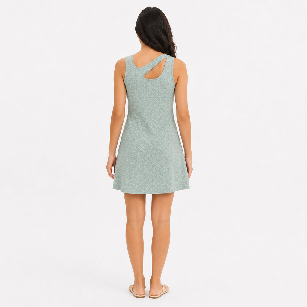 Women's Silver Sleeveless A-Line Mini Dress with Cut-Out Neckline-4