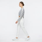Women's Silver Sequin Open Front Party Shrug-4