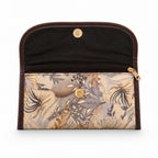 Women's Luxury Tropical Leaf Print Cream Envelope Clutch Wallet with Leather Trim-3