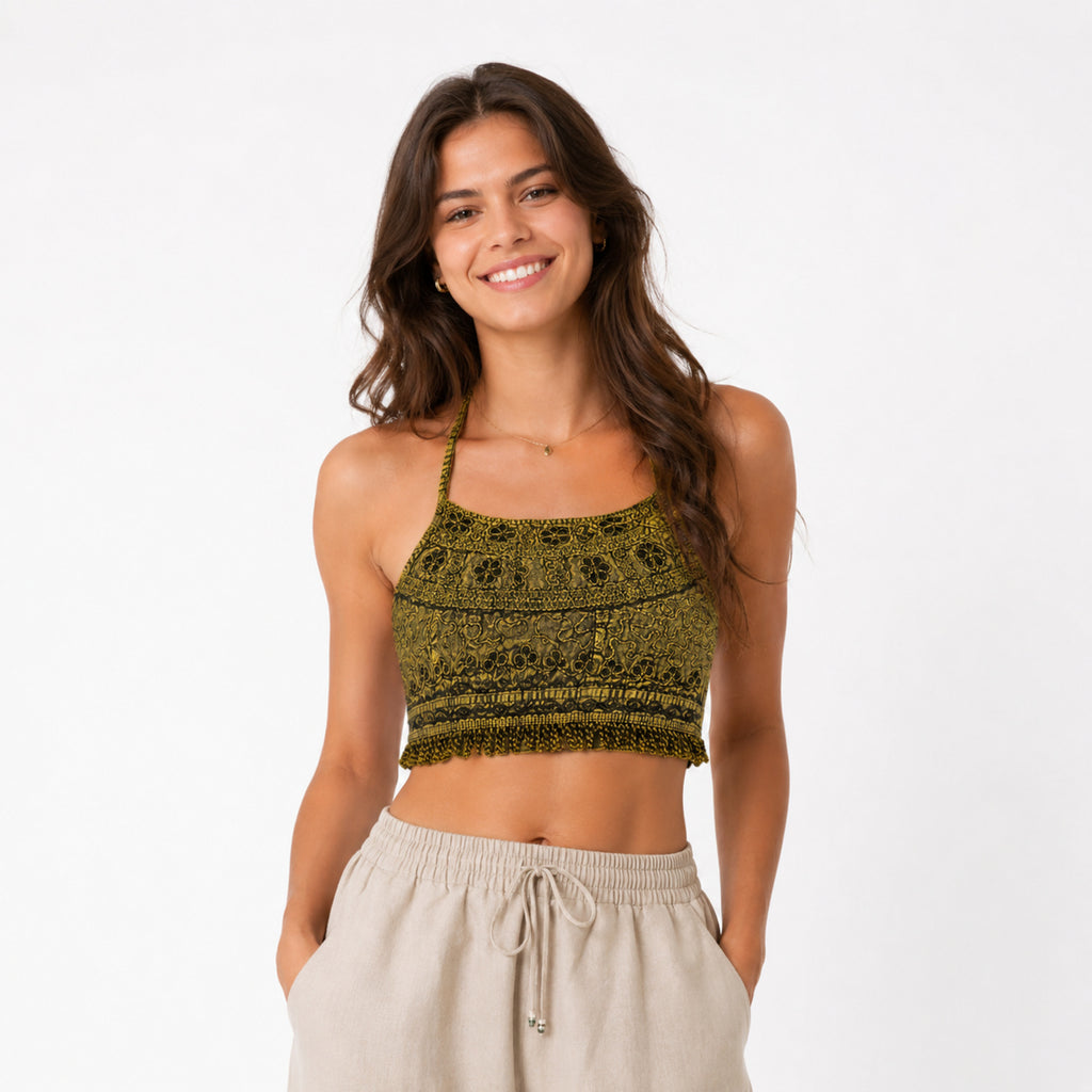 Women's Sunwoven Boho Fringe Crop Top-2