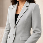 Women's Elegant Light Grey Formal Blazer-2