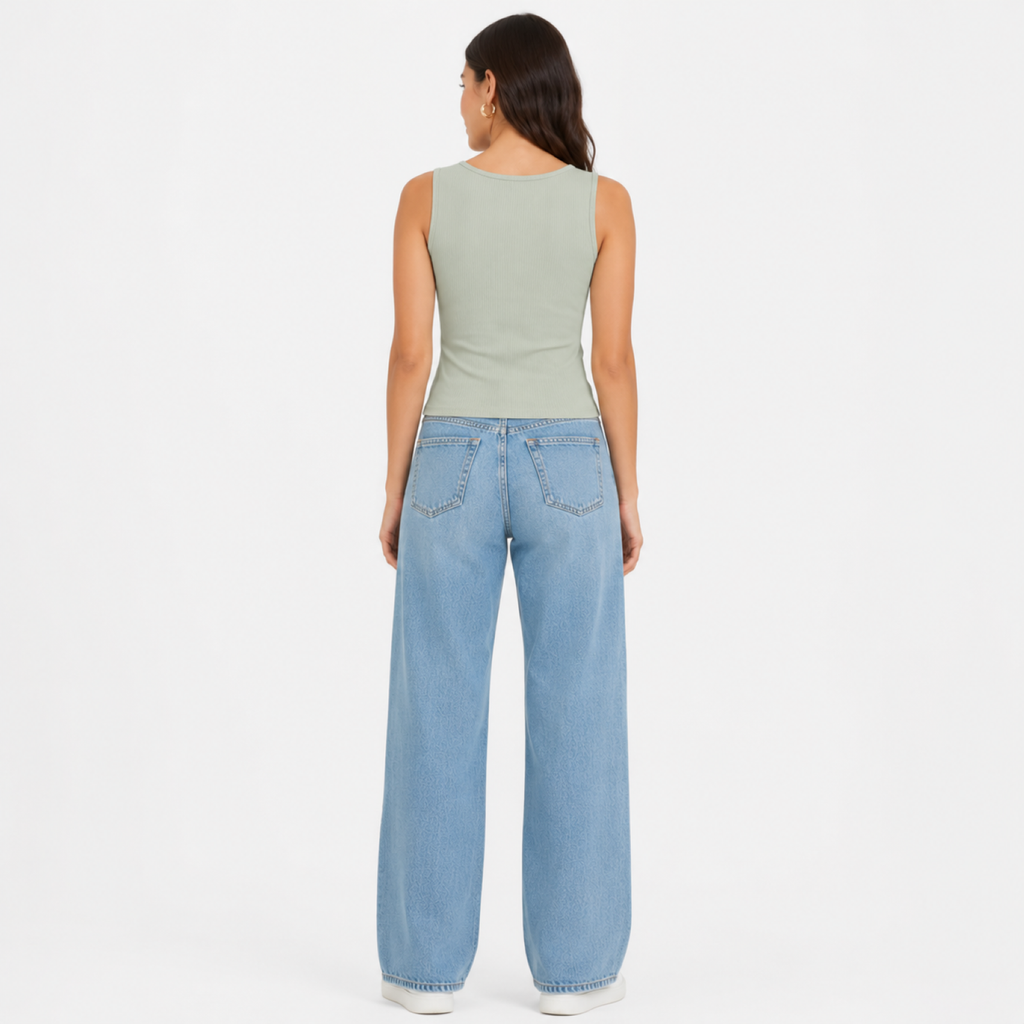 Women's Pista Green Solid Twist Front Sleeveless V-Neck Crop Top-1