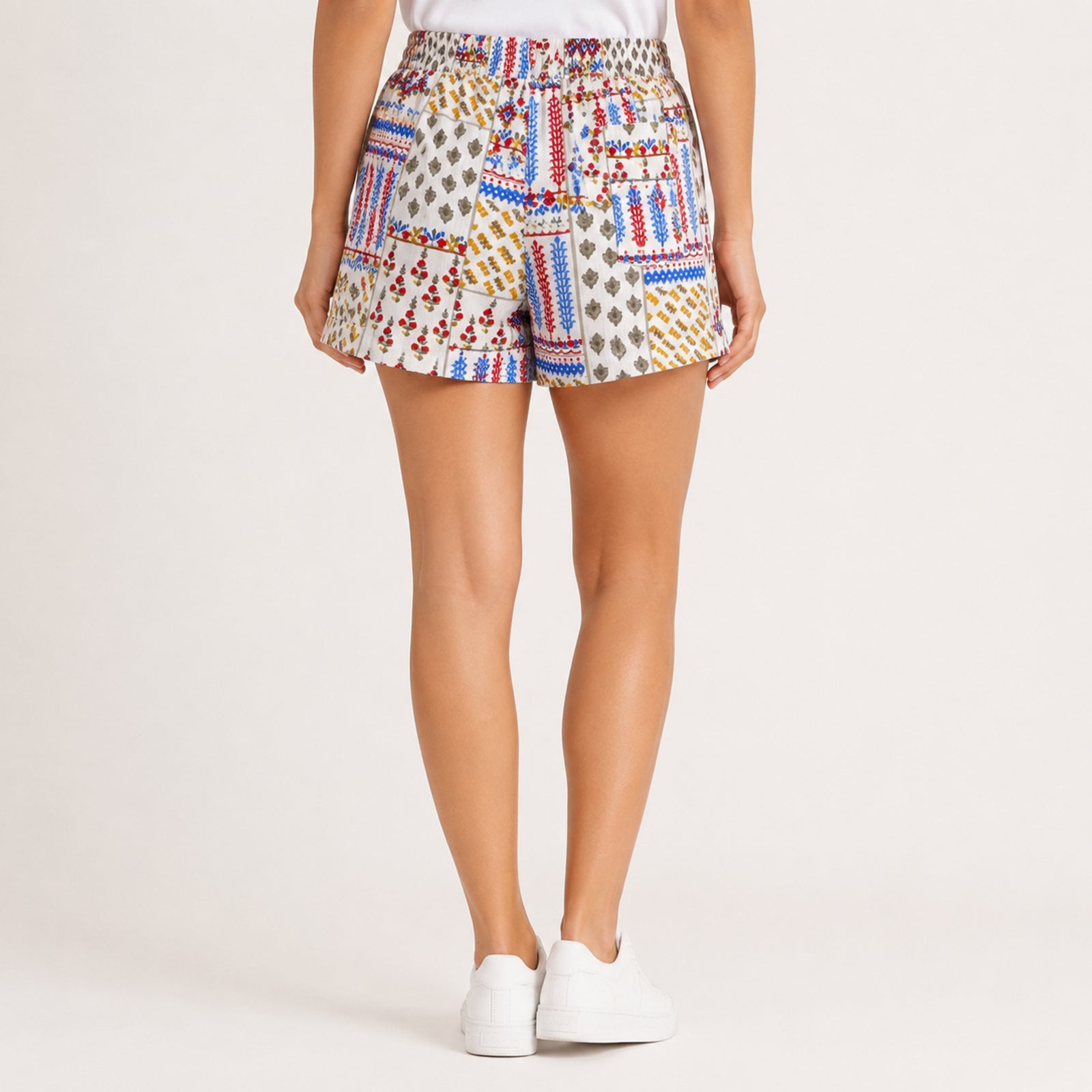 Women's Printed Elastic Waist Shorts-4