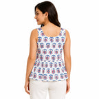 Women's Blue Printed Sleeveless Peplum Top-4