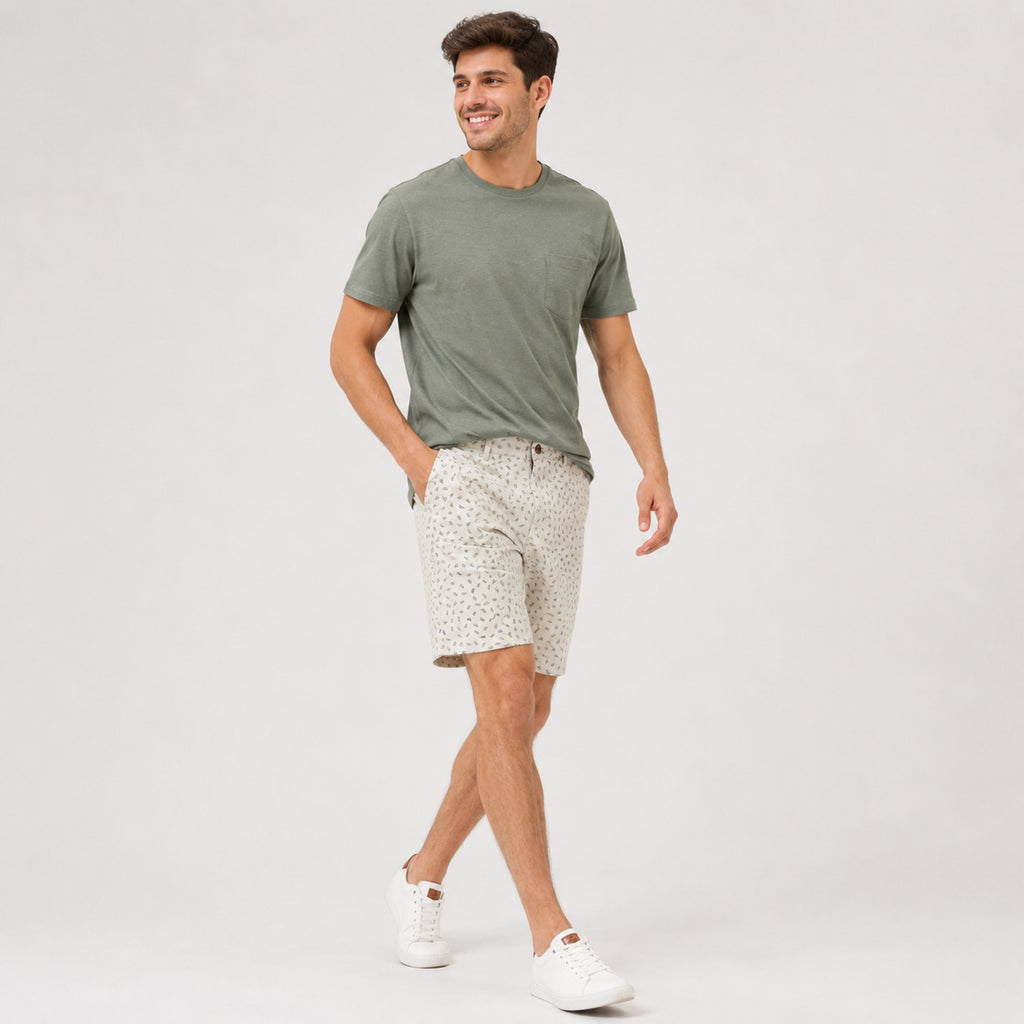 Men's White Printed Casual Summer Shorts-4