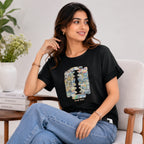Women's Break Rules Graphic Printed Black T-Shirt-3