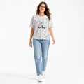 Women's White Floral Graphic Printed Oversized T-Shirt | Casual Everyday Cotton Tee-1