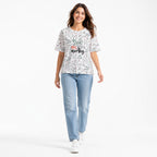 Women's White Floral Graphic Printed Oversized T-Shirt | Casual Everyday Cotton Tee-1