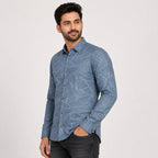 Men's Sky Blue Textured Casual Shirt-1