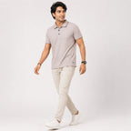 Men's Blush Sand Textured Polo T-Shirt-2