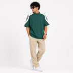 Men's Slate Blue Mock Neck Oversized Graphic T-Shirt-4