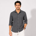 Men's Solid Grey Casual Full Sleeve Shirt-4