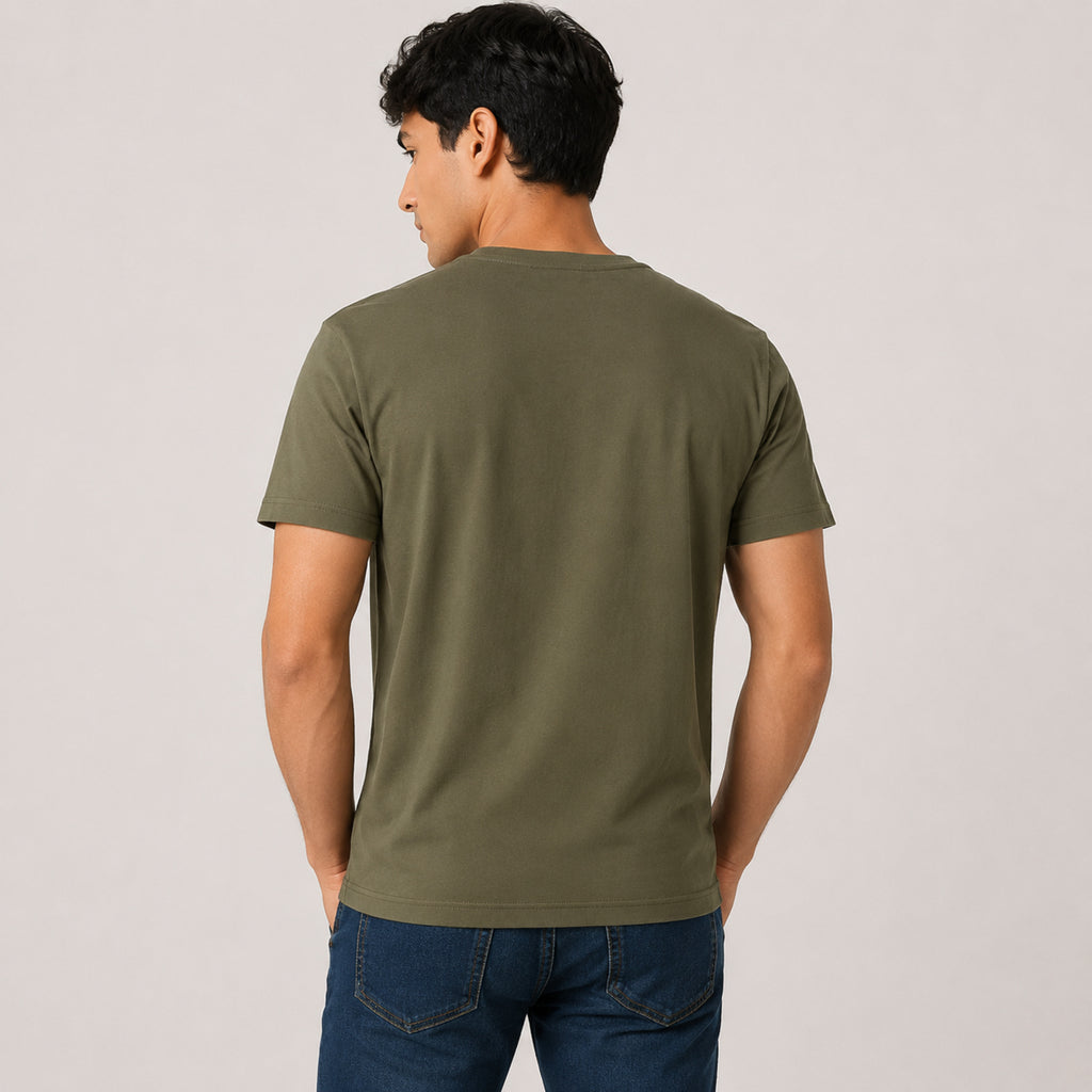Men's Olive Green Typography Printed T-Shirt-1