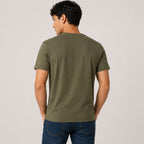 Men's Olive Green Typography Printed T-Shirt-1