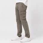 Men's Olive Green Slim Fit Cargo Pants-2