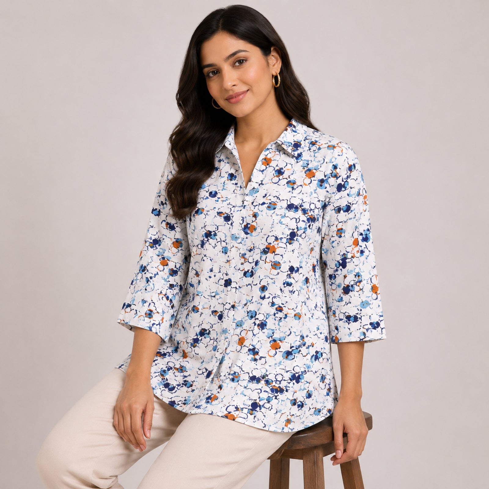 Women's Vibrant Abstract Speckled Flare Tunic Top-2