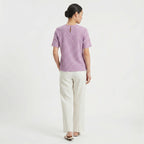 Lavender Textured Crew Neck Top-3