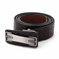 Men's Dark Brown Basket Weave Leather Belt with Automatic Buckle-1