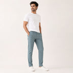 Men's Ice Grey Tailored Slim Fit Formal Trousers-1