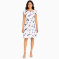 Women's White Floral Print Round Neck Short Sleeve A-Line Dress-1