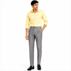 Men's Light Grey Checked Slim Fit Formal Trousers | Tailored Office Wear Pants-1