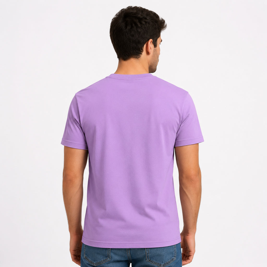Men's Lavender Solid Casual T-Shirt-3