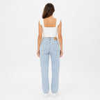 Women's White Sweetheart Neck Ruffle Sleeve Crop Top-4
