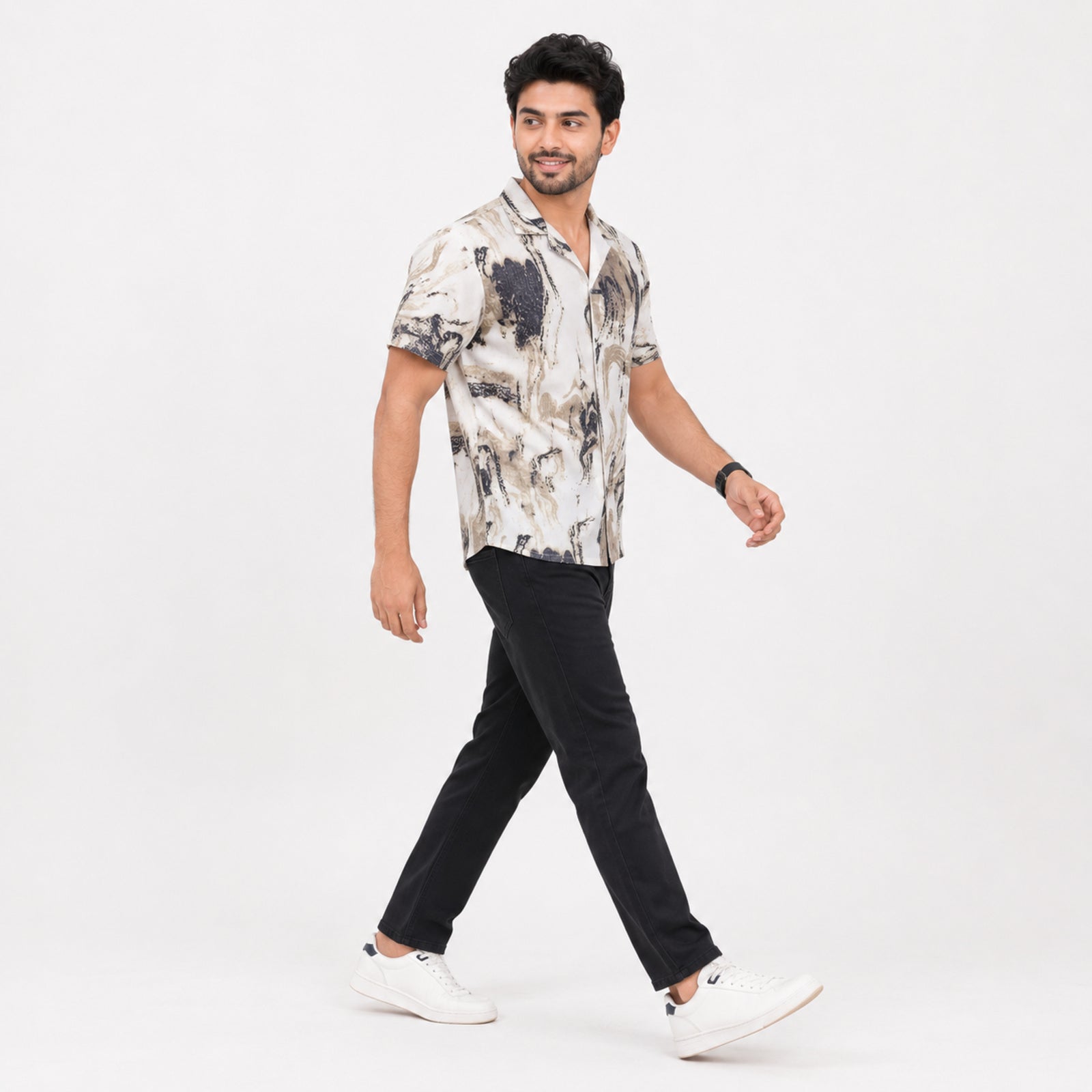 Men's Abstract Print Casual Half Sleeve Shirt-3