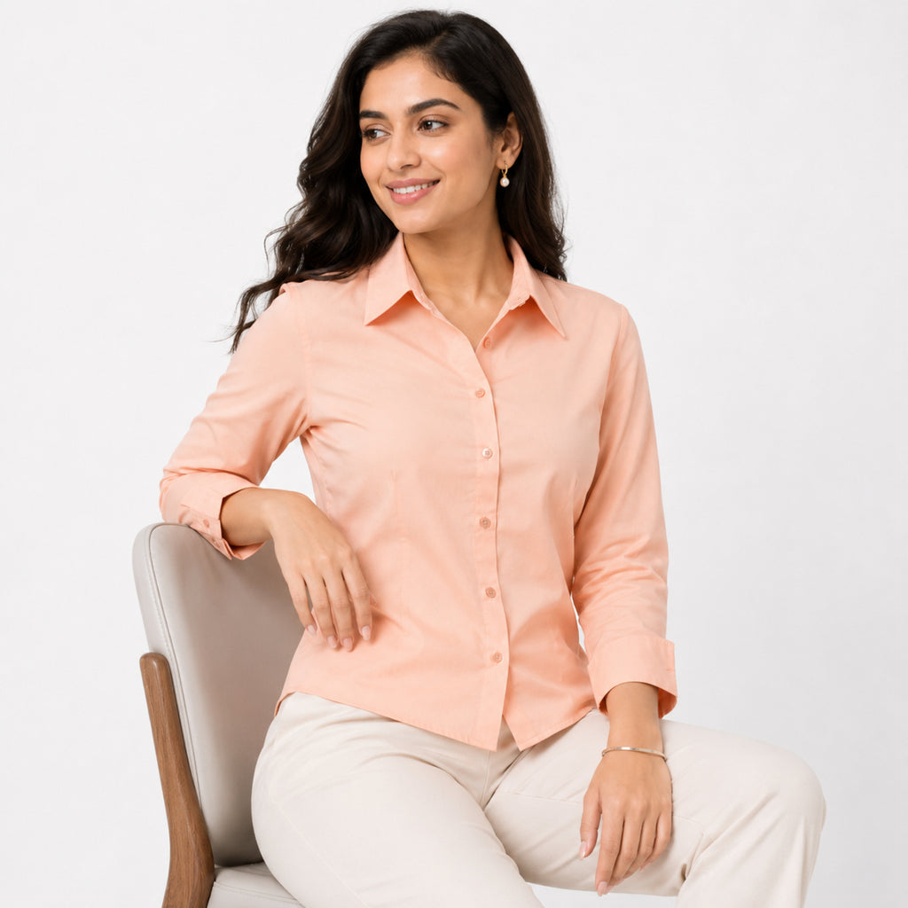 Women's Blush Pink Formal Full Sleeve Shirt-4