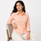 Women's Blush Pink Formal Full Sleeve Shirt-4