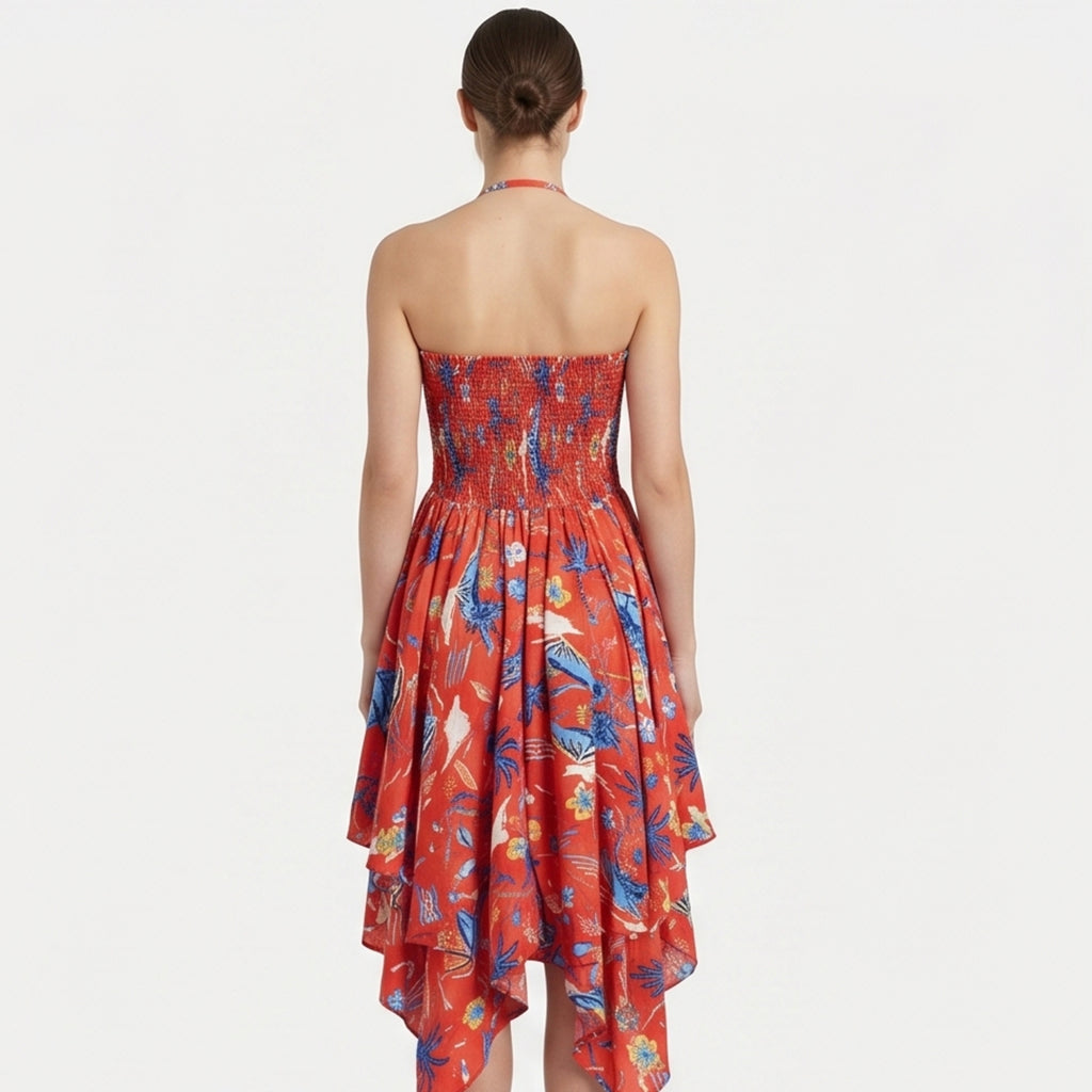 Women's Floral Print Strapless Mini Dress-4