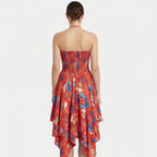 Women's Floral Print Strapless Mini Dress-4