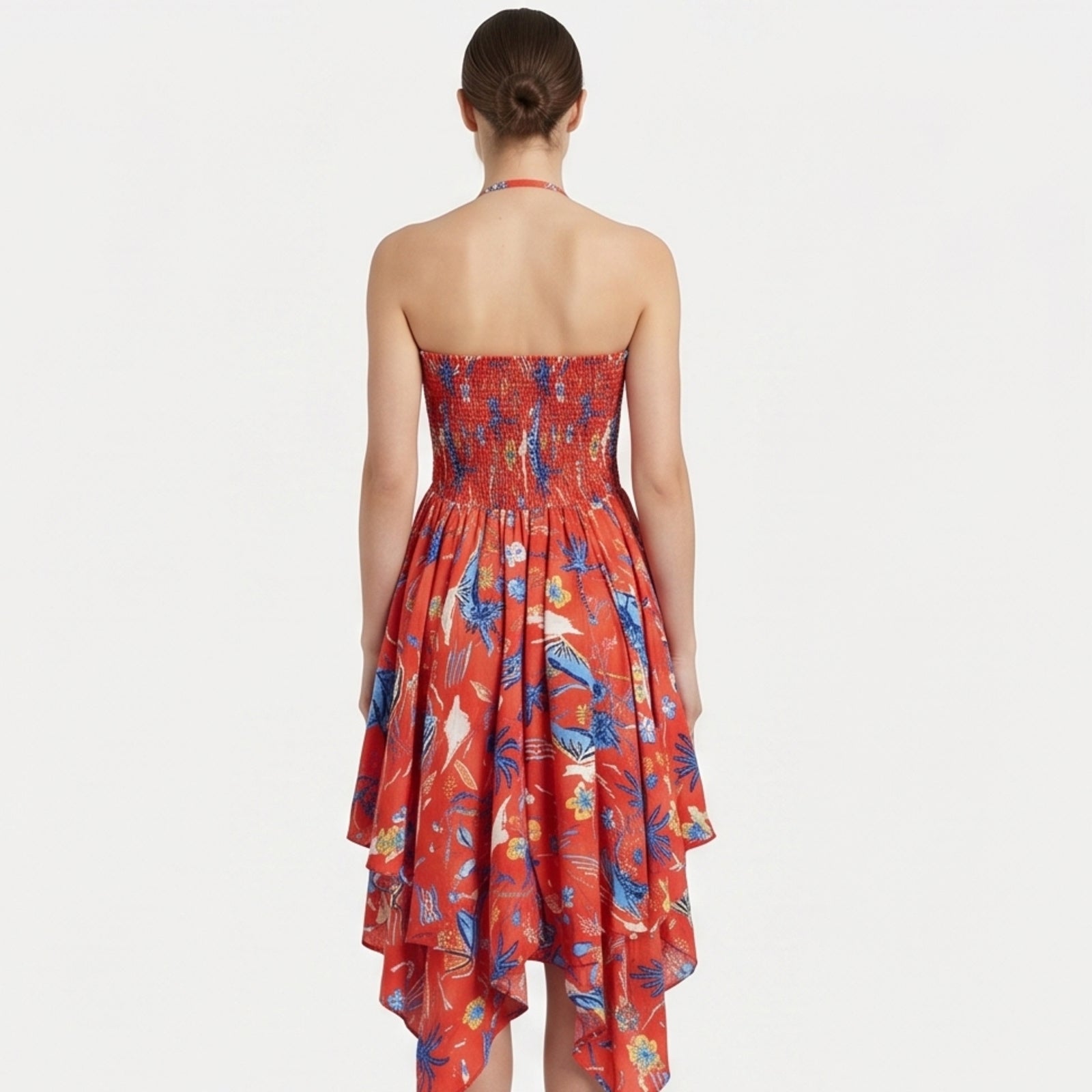 Women's Floral Print Strapless Mini Dress-4