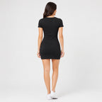 Women's Black & Sky Blue Color Block Bodycon Mini Dress with Round Neck and Short Sleeves-4