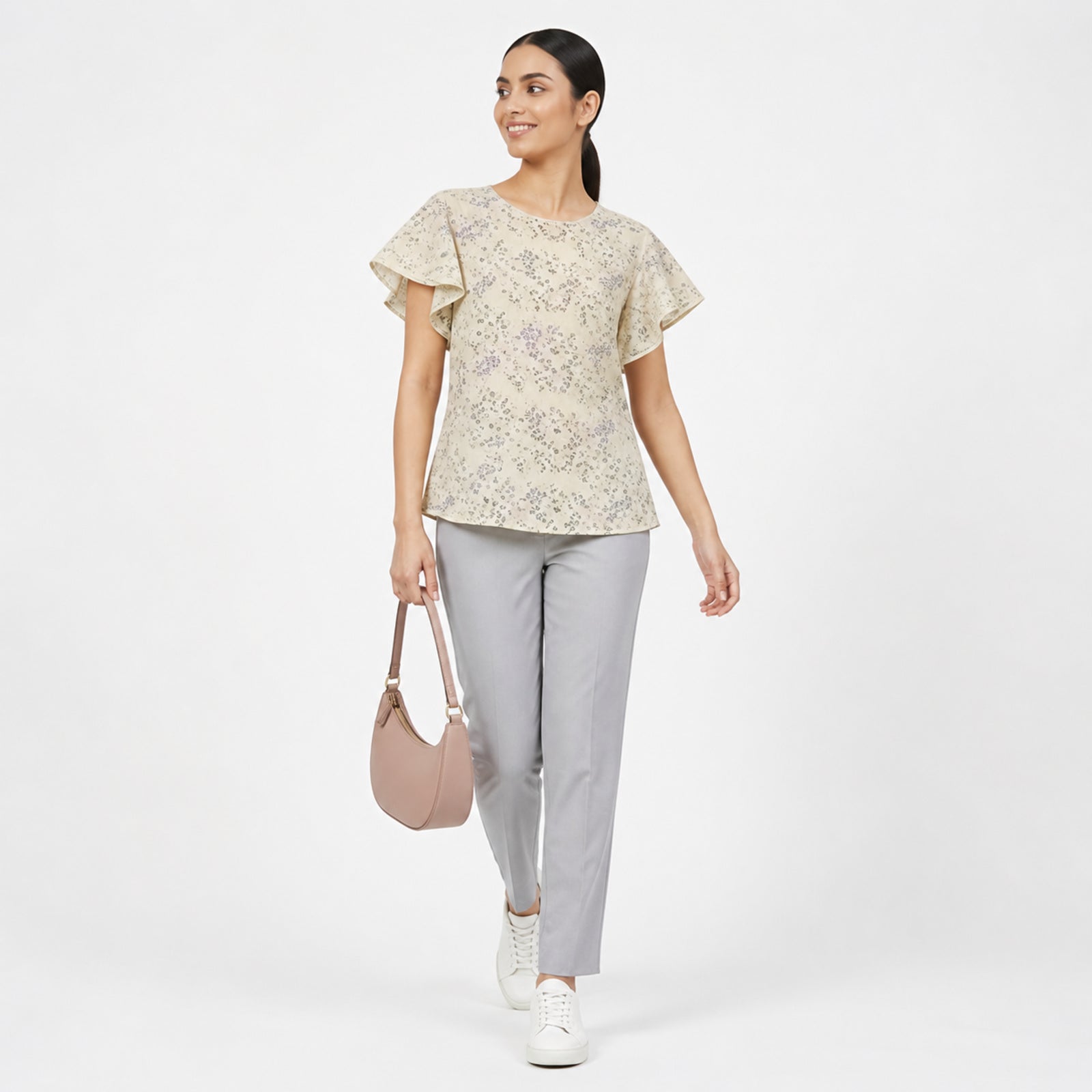Yellow Blossom Flutter Sleeve Top-1