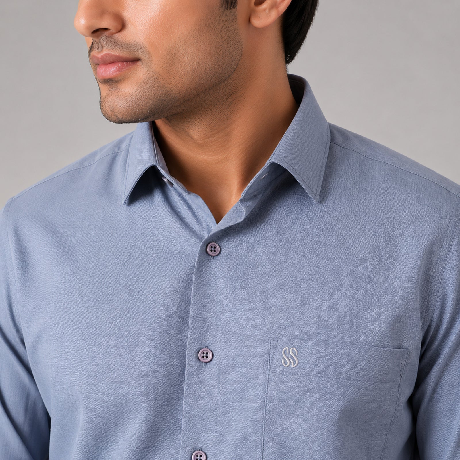 Men's Sky Blue Solid Full Sleeve Casual Shirt-2