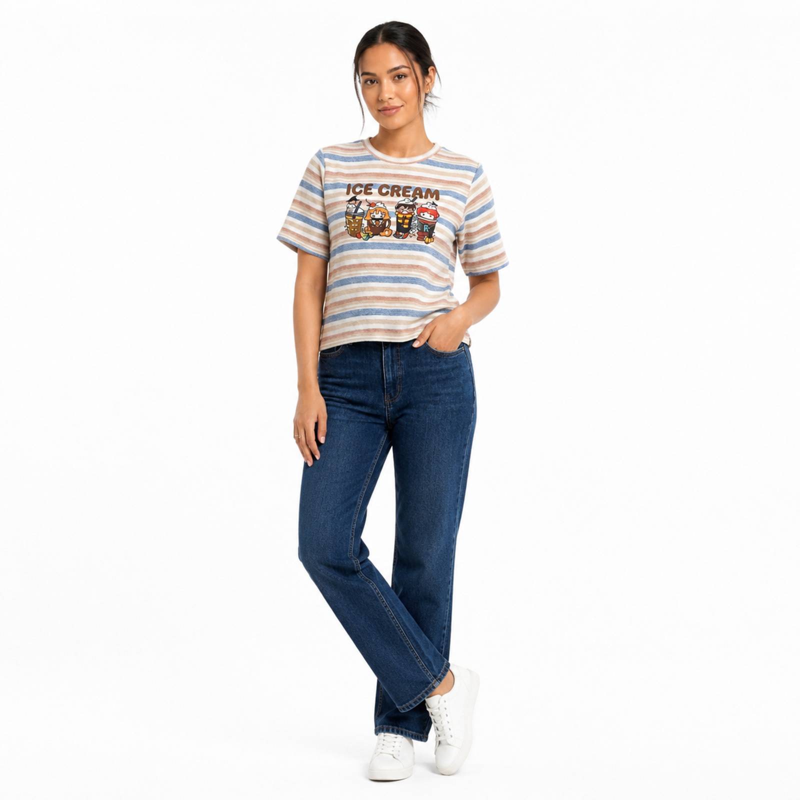 Ice Cream Stripe Graphic Tee-3