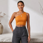 Women's Yellow One Shoulder Crop Top-4