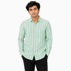 Men's Mint Horizon Striped Casual Shirt-1