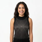 Women's Black Embellished High Neck Sleeveless Top-2