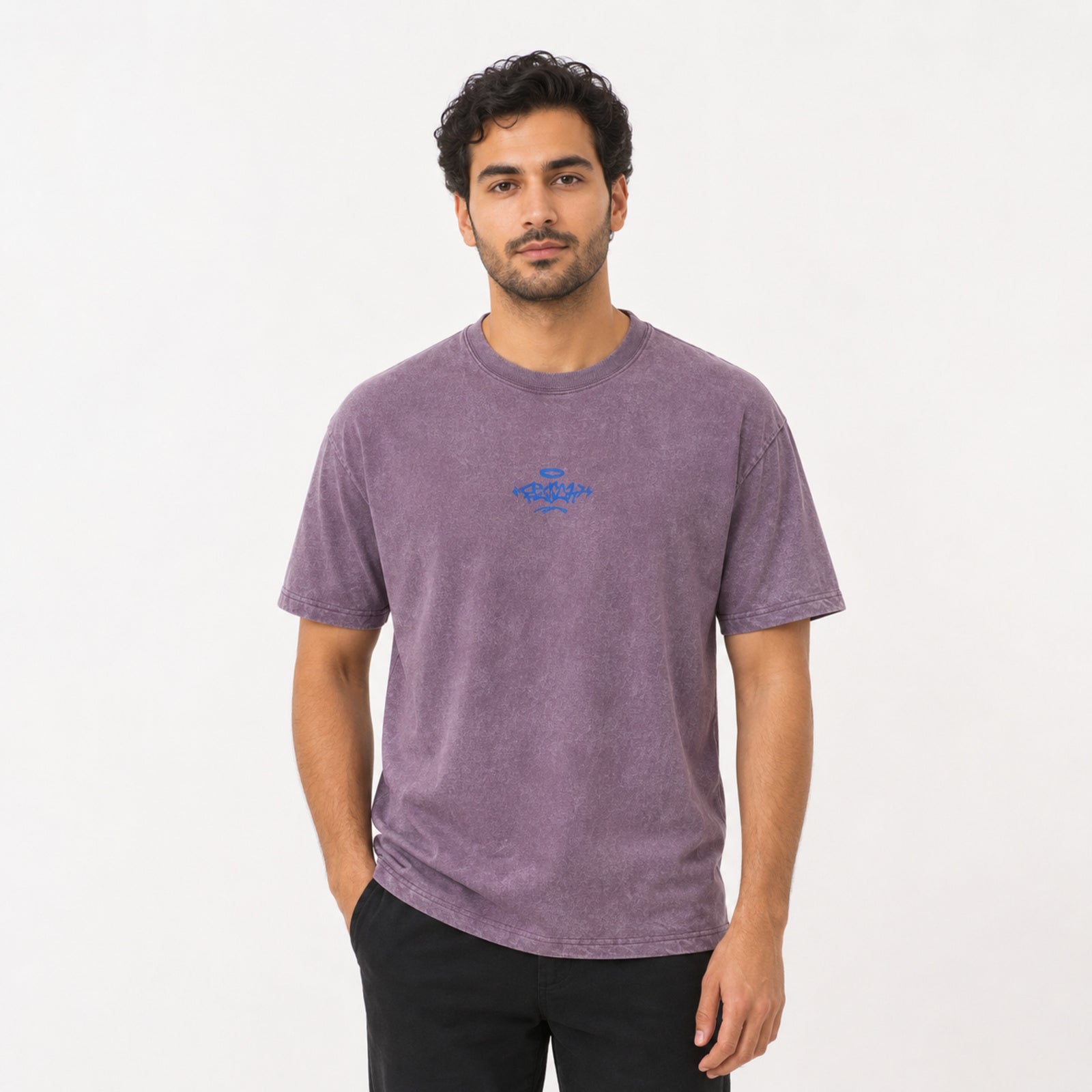 Men's Lavender Oversized Casual T-Shirt-4