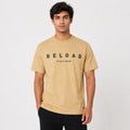 Men's Beige Typography Printed Crew Neck T-Shirt-1