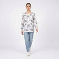 Ivory Blue Floral Long Sleeve Top-1