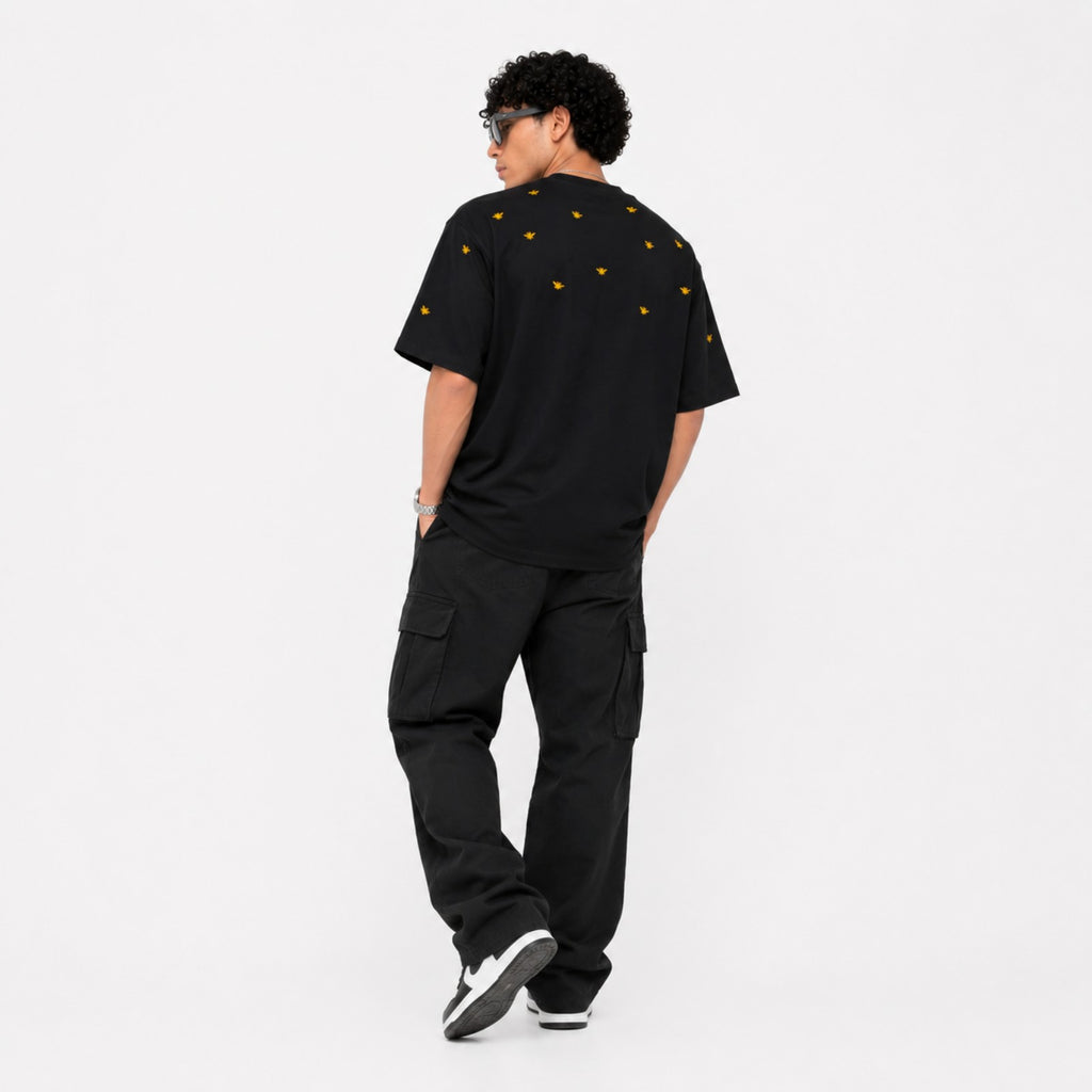 Men's Charcoal Minimal Print Oversized T-Shirt-2